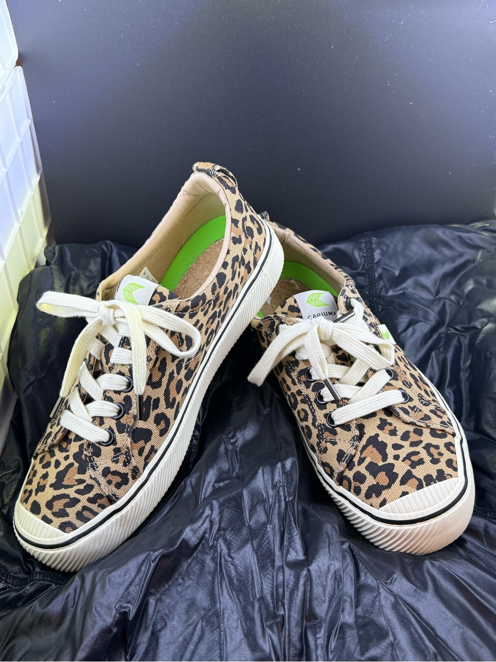 Cariuma Leopard Canvas Sneakers - Tan & Black - Picture 1 of 8